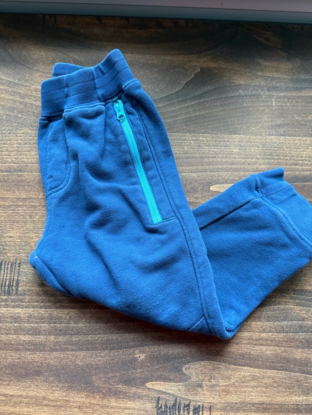 Tea Collection Blue Joggers with Aqua Zip Accent